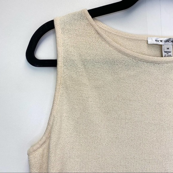 St. John Knit Sleeveless Knit Top Beige Wool Blend - Picture 3 of 6